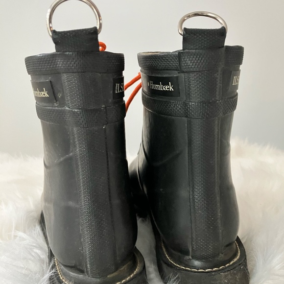 Ilse Jacobsen Hornbaek Rub Laced Short Rain Boots Wellington Black - Picture 3 of 3